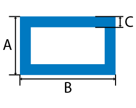 Mild Steel Rectangular Tube cross section