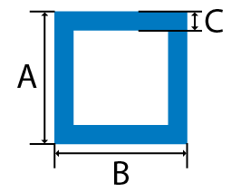 Mild Steel square tube cross section